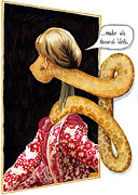 Cartoon: Fr�hst�ck-Cartoon: Frau im Bademantel tr�umt