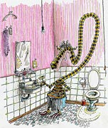 Cartoon: Giraffen-Cartoon vor dem Badezimmerspiegel