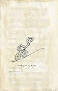Cartoon: Notenblatt-Cartoon: Giraffe auf Hochseil mit Fahrrad