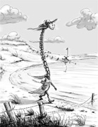 Cartoon: Urlaub-Cartoon: Frau spaziert am Strand