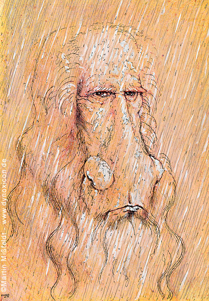 Cartoon Leonardo da Vinci | Selbstbildnis im Regen