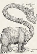 Cartoon: Rhinozeros (Holzschnitt nach Albrecht Dürer)