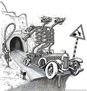 Cartoon: Unfall-Ursache am Tunnel  Ende