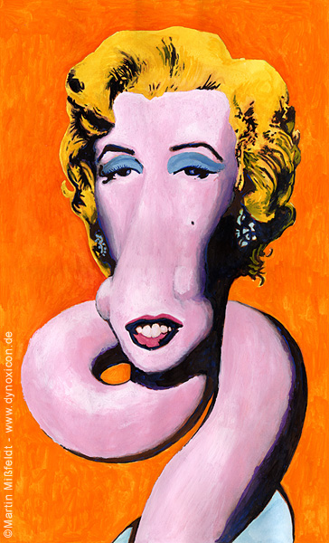 Cartoon Moderne Kunst: Marilyn Monroe nach Andy Warhol